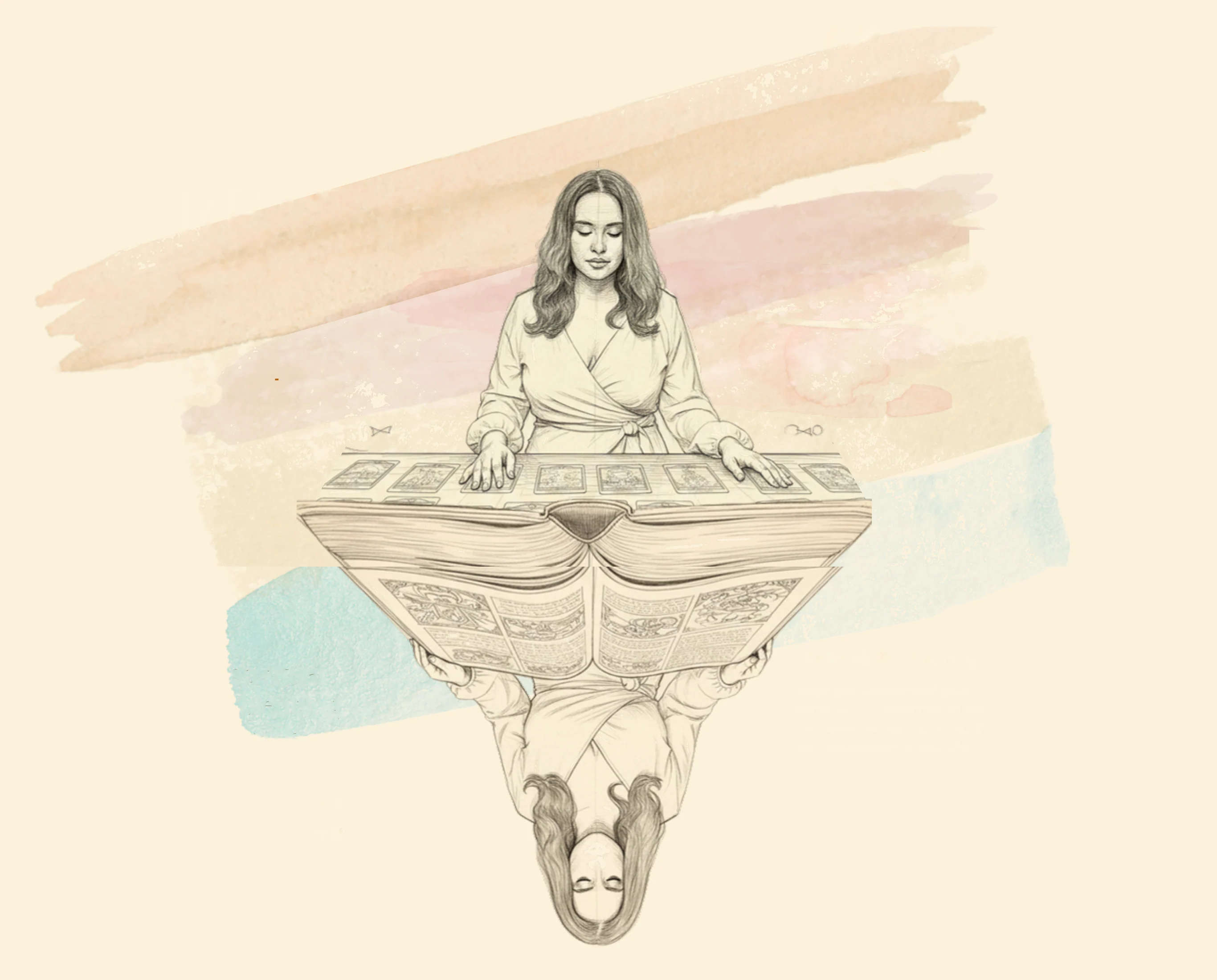 Sofia of Kunwento reading Akashic Records cards at a table.